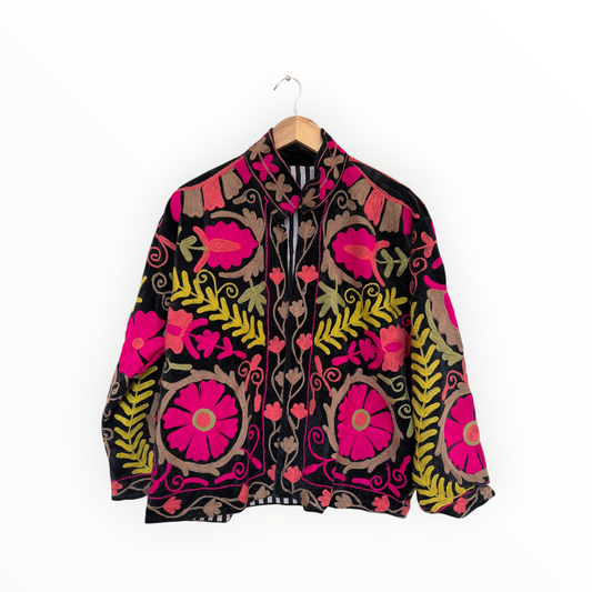 Black Dahlia Embroidered Short Jacket