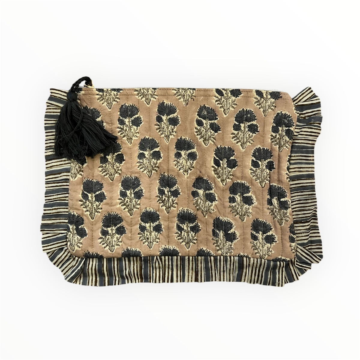 Frilly Clutch Tan and Gray Buti A108