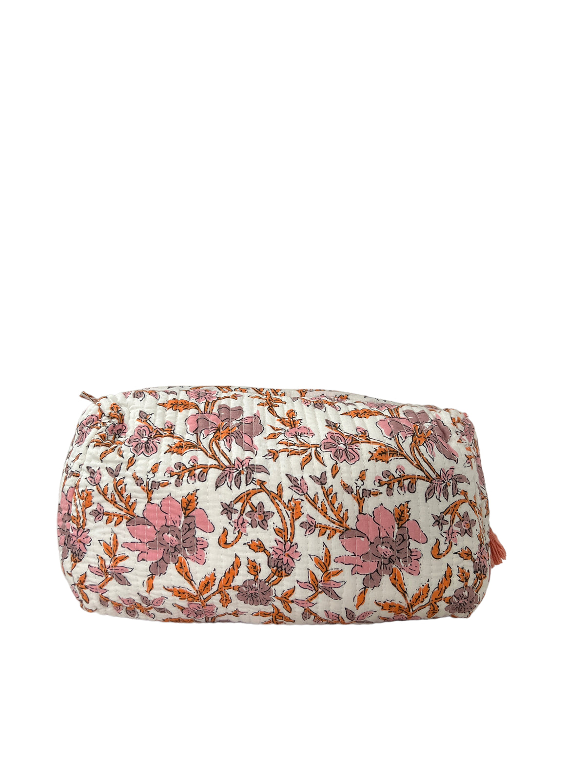 (M022) Make Up Bag Mauve + Orange Floral