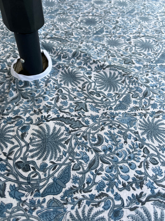 Outdoor Table Linens with Umbrella Hole - Sky Blue