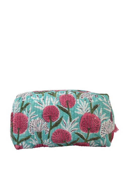(M065) Make Up Bag Light Aqua Pink Dust