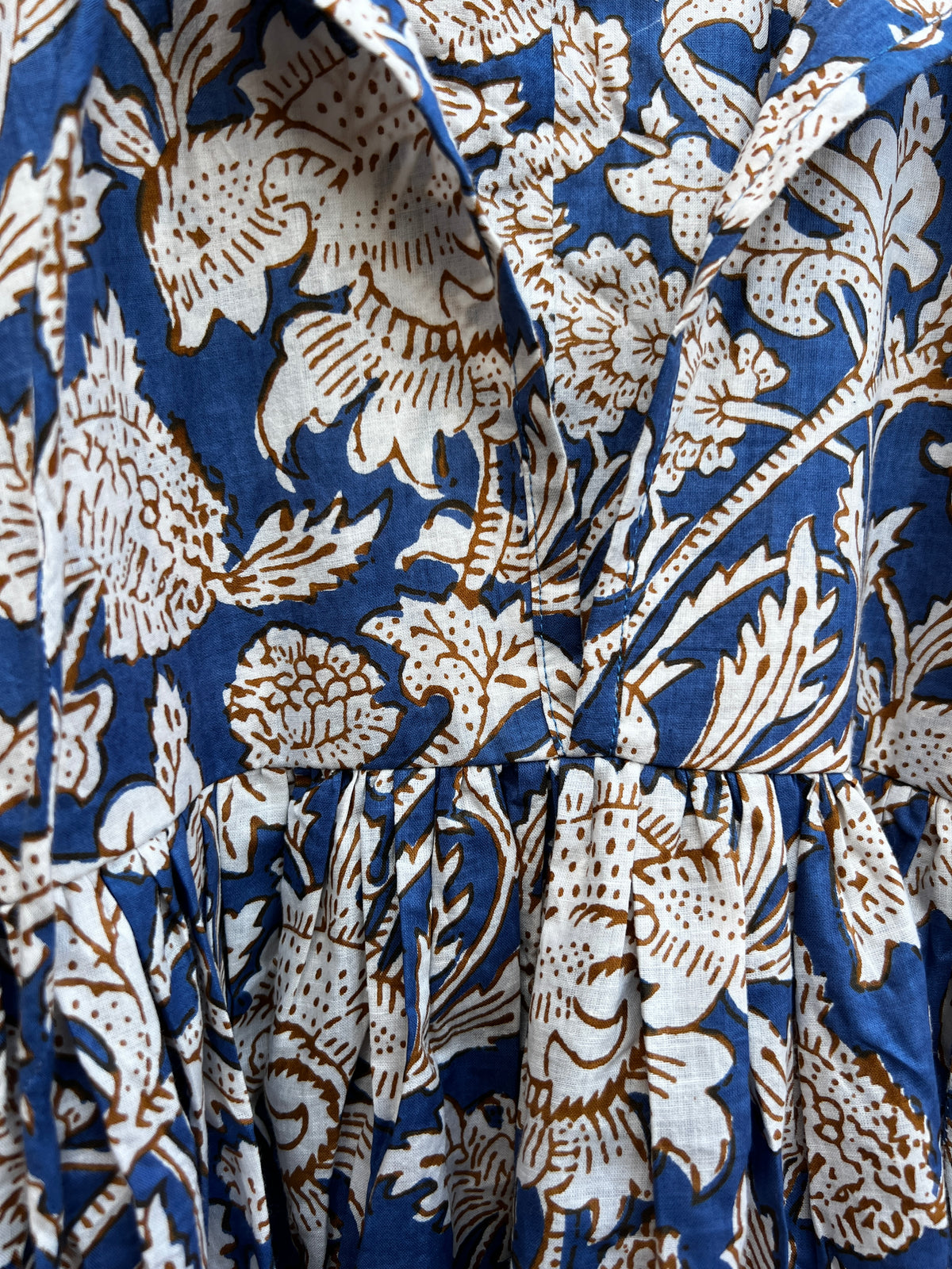 Selena Midi Dress -  Blue + Brown