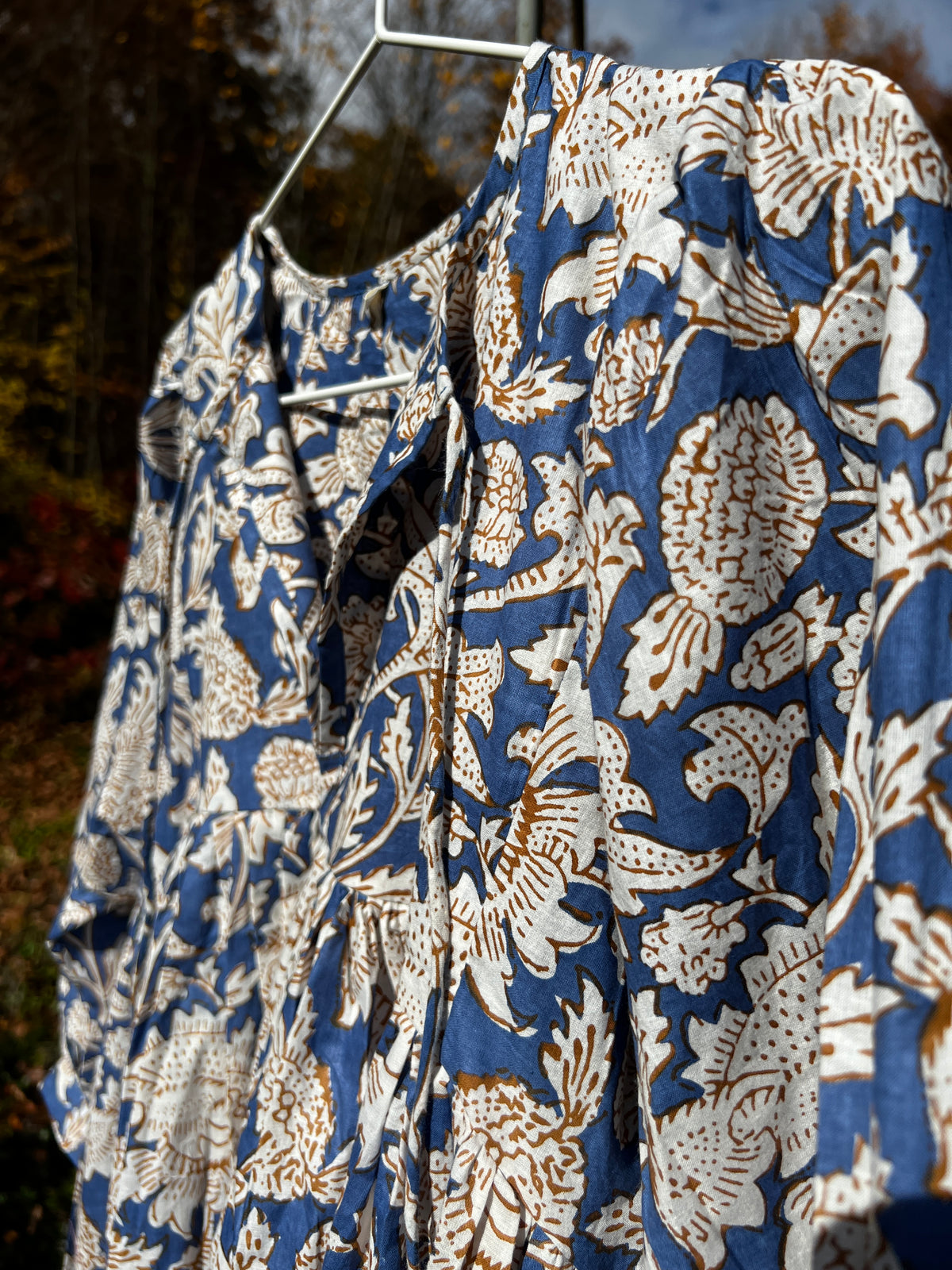 Selena Midi Dress -  Blue + Brown