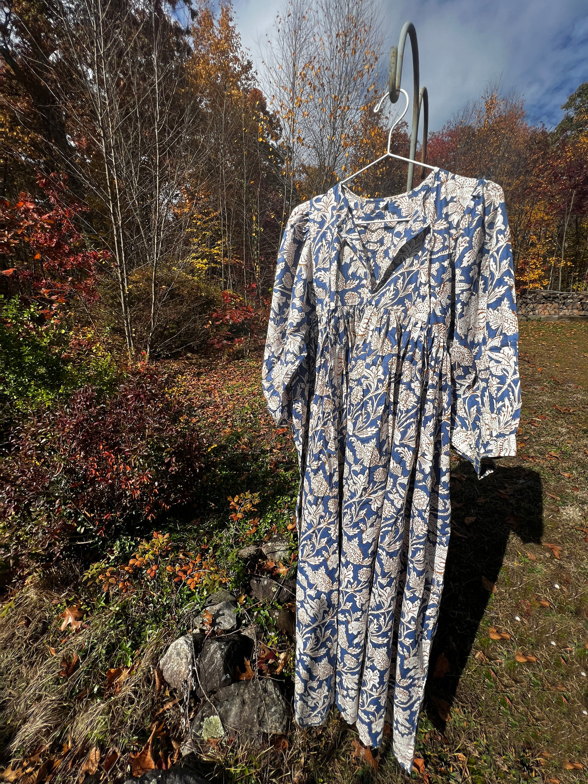 Selena Midi Dress -  Blue + Brown
