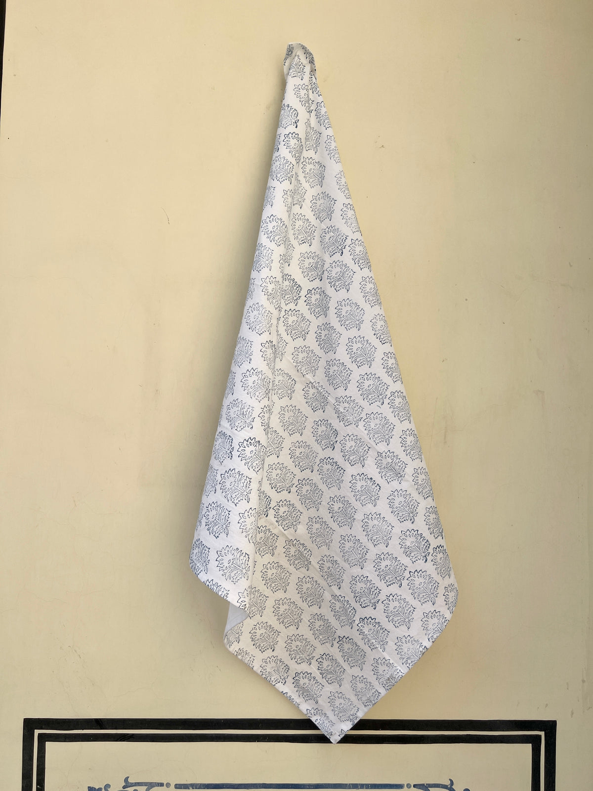 Blue Block Printed Tea Towel