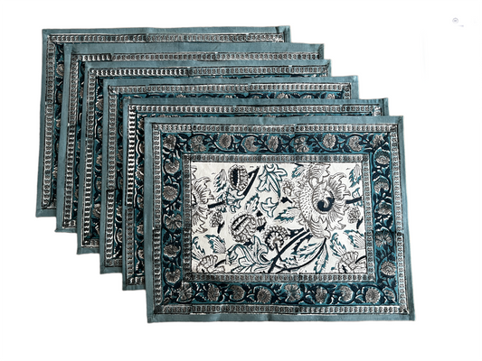 Molly White + Green Placemats