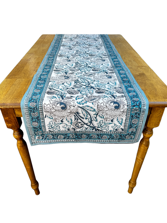 Molly White + Green Table Runner (20" x 66")