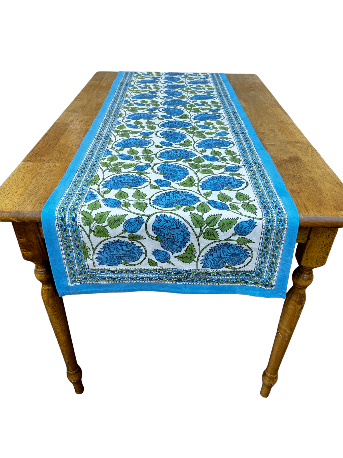 Lilly White + Blue Table Runner (20" x 68")