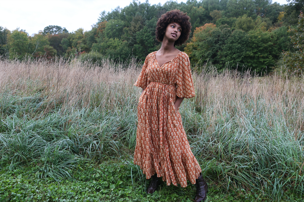 Athena Dress in Rust
