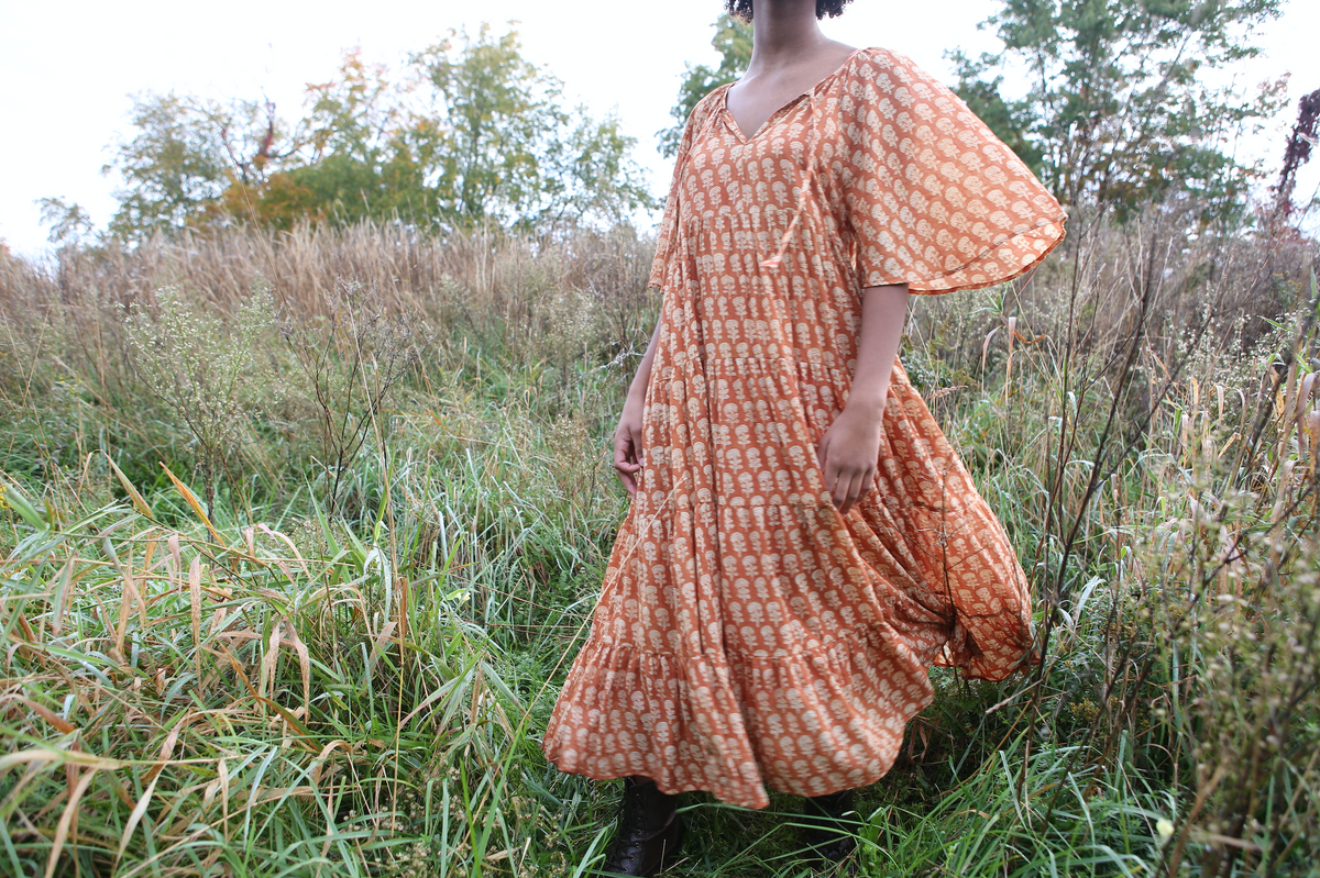 Athena Dress in Rust