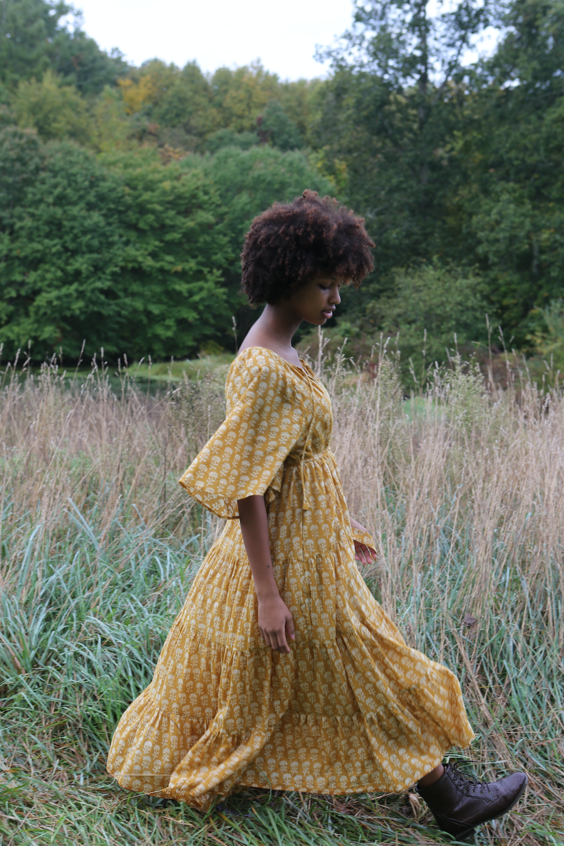 Athena Dress in Mustard