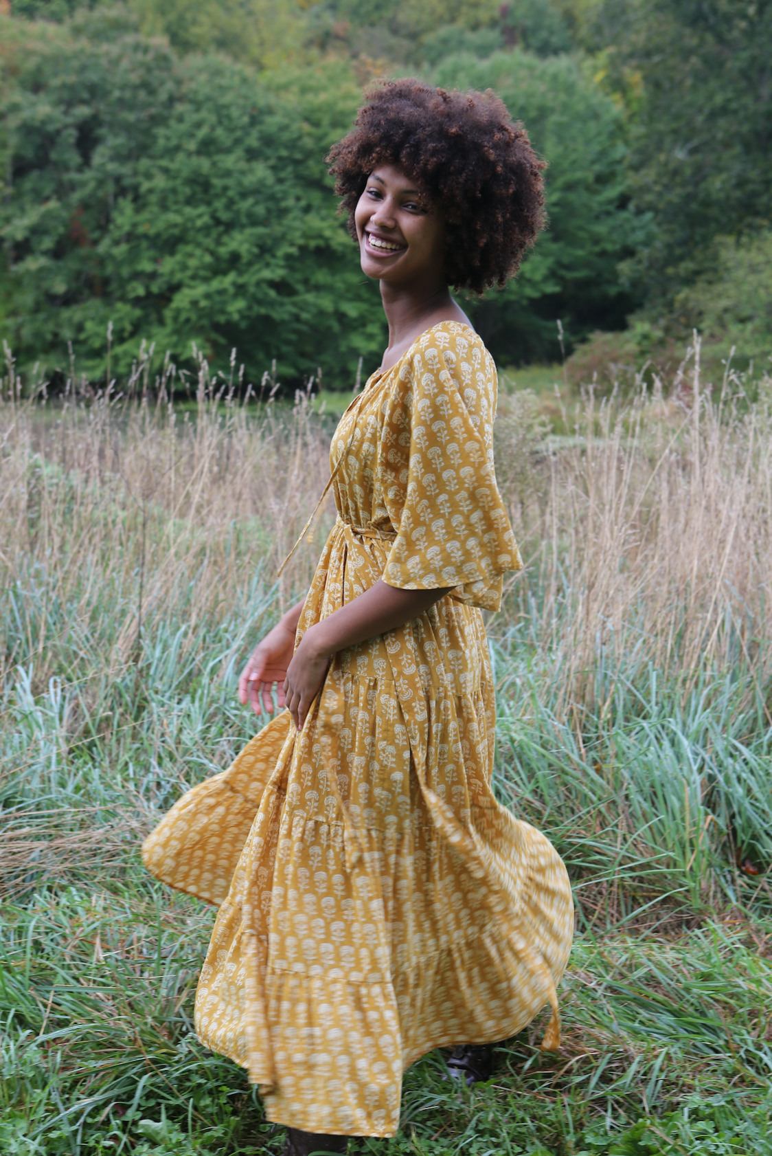 Athena Dress in Mustard
