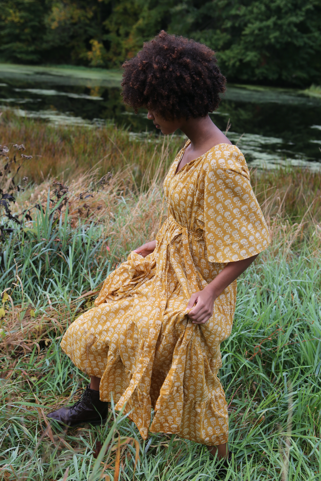 Athena Dress in Mustard