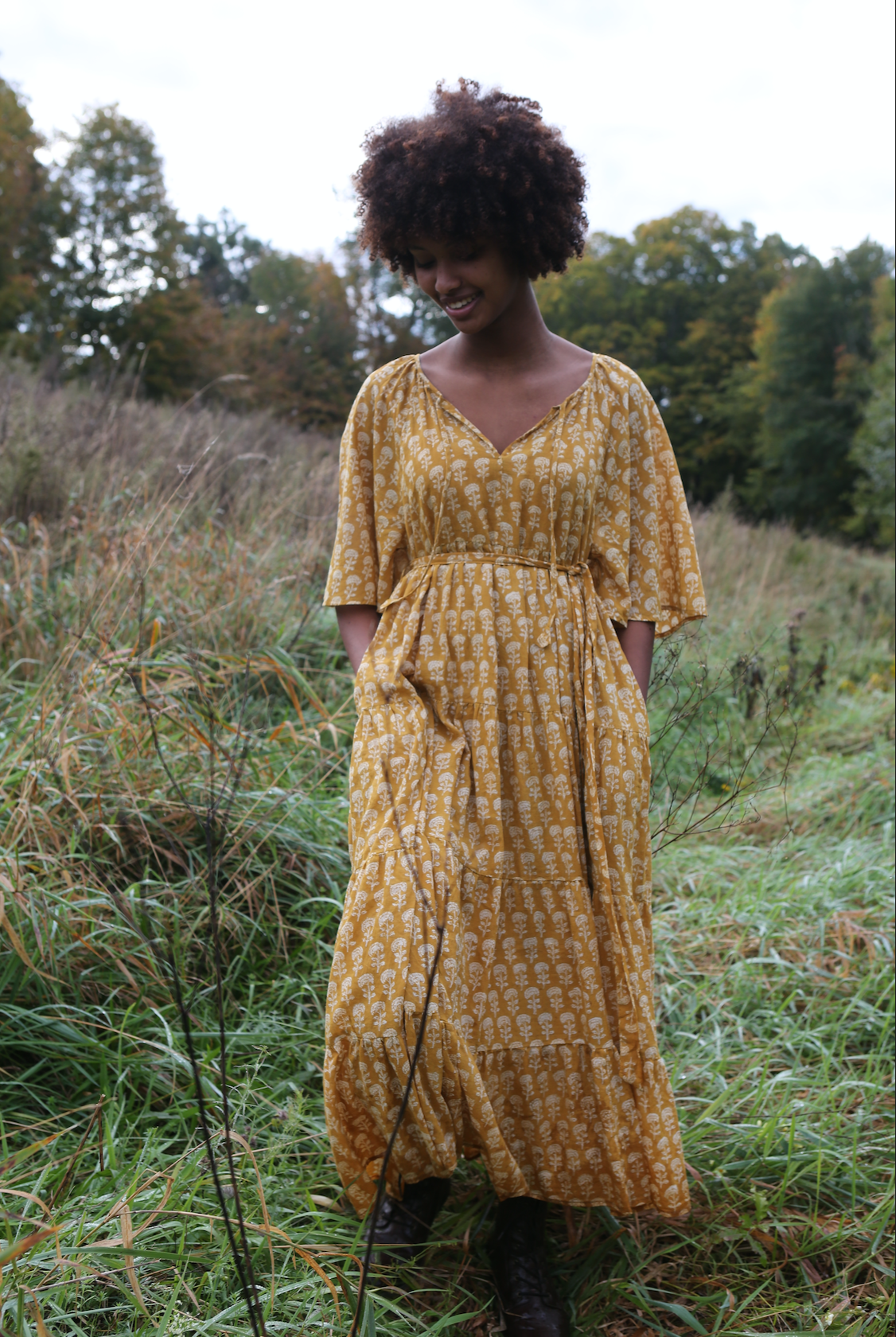 Athena Dress in Mustard